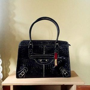 Merona Women's Black Work Tote Laptop Bag with Organizer Pockets 18" x 12" NWT